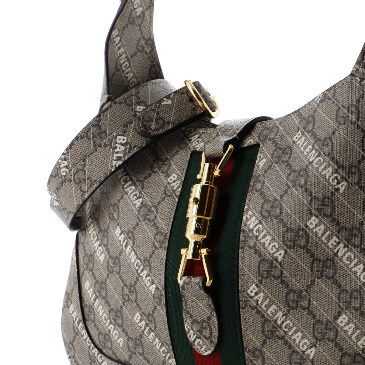x Luxury Balenciaga The Hacker Project Jackie 1961 Hobo GG Coated Canvas Small