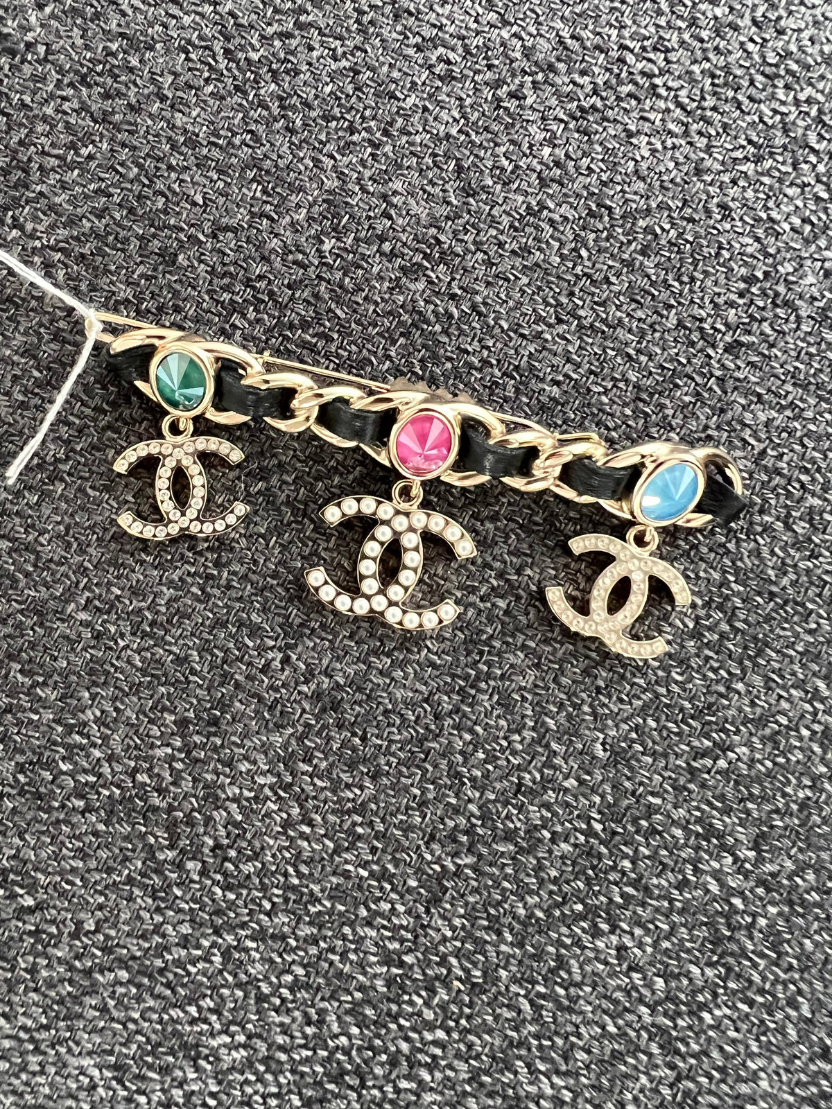 Chanel Triple Dangling CC Barette GHW SYCYR199