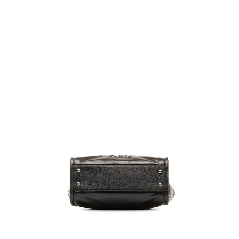 Chanel Deauville PM Chain Tote Handbag Black Leather Chanel