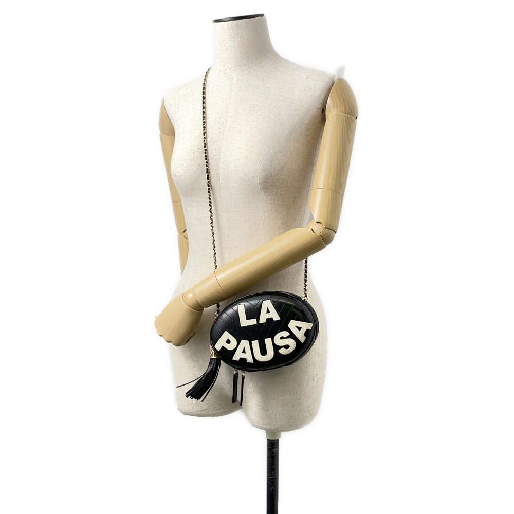 CHANEL Lapausa V Stitch ChainShoulder Black Leather