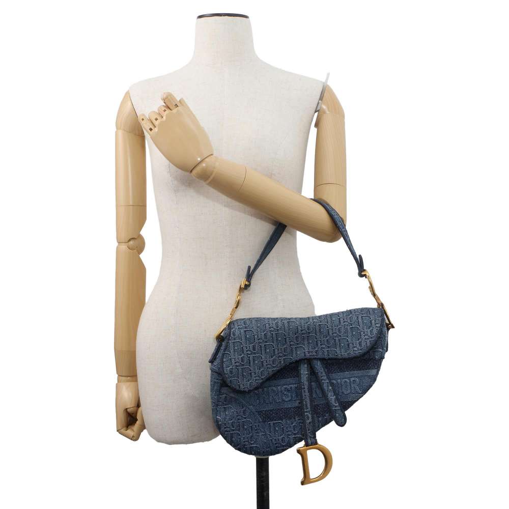 Dior Oblique Saddlebag Blue Denim