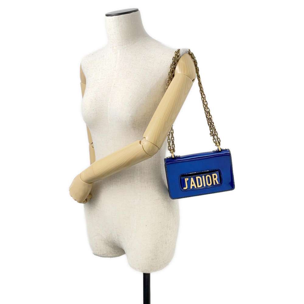 Dior J'A DIOR ChainShoulder Bag Metalic Blue Patent Leather