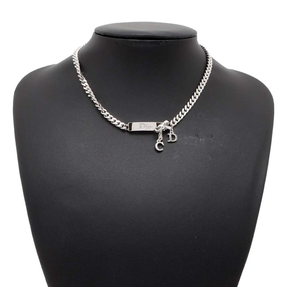 Dior With logo ribbon necklace Silver Metal