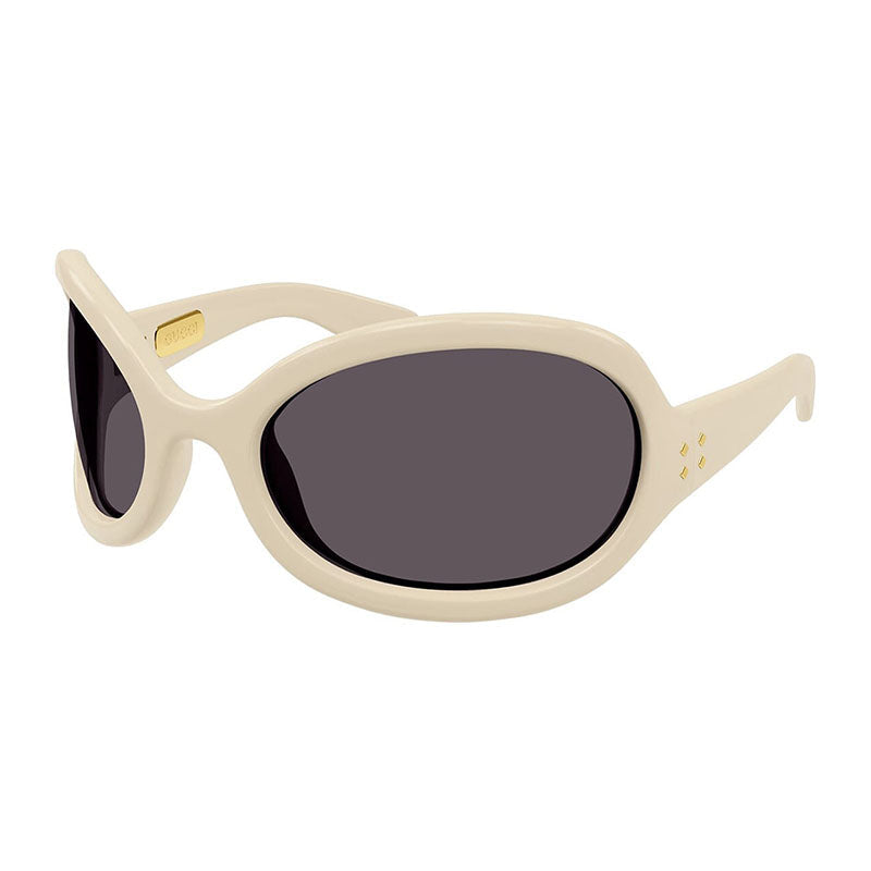 Gucci Sunglasses Cat Eye Full Rim, White Frame and Dark Brown Lens GG1381S003