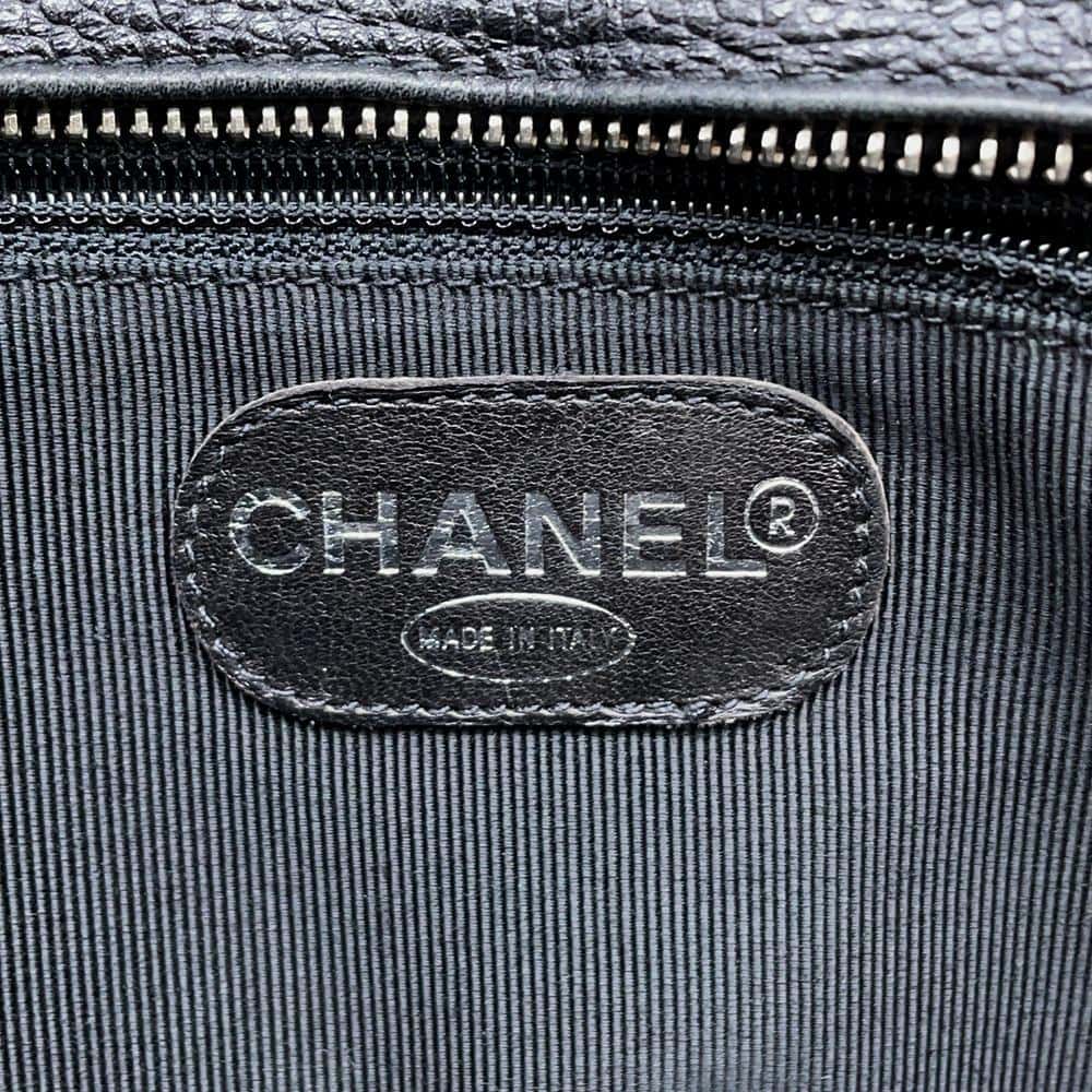 CHANEL Triple Coco Chain Tote Bag Black Caviar Leather