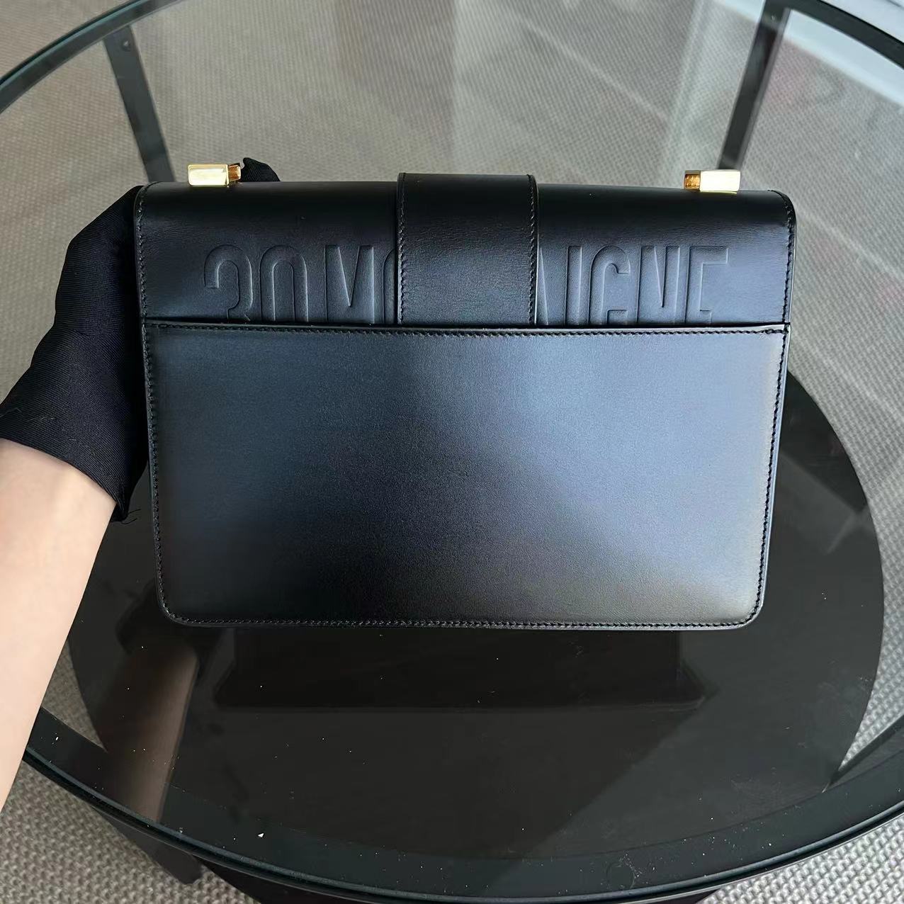 Dior 30 Montaigne - Smooth Calfskin Black Golden Hardware with Strap
