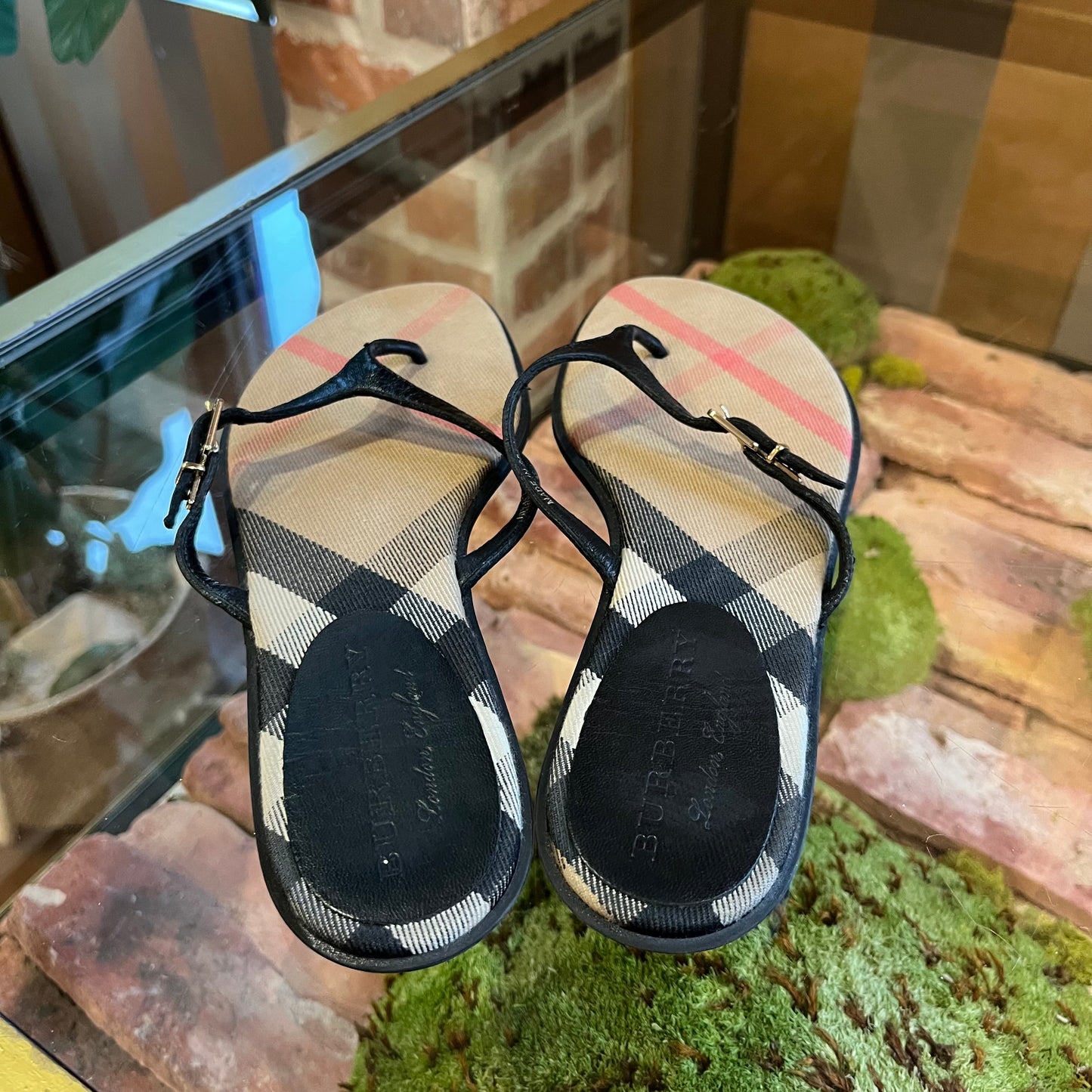 BURBERRY Black Check Sandals SZ 38