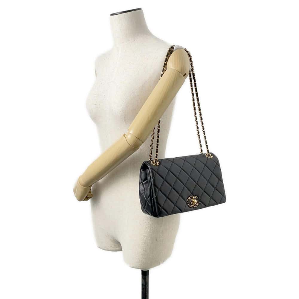 CHANEL Matelasse ChainShoulder Bag Black AS4780B Lambskin Size 23