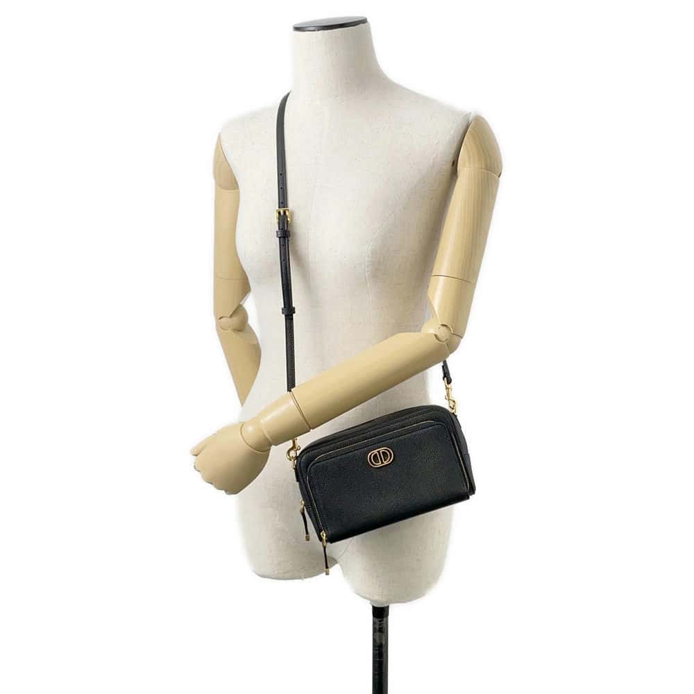 Dior Karo Double Pouch Shoulder Bag Black S7431UBAE Leather