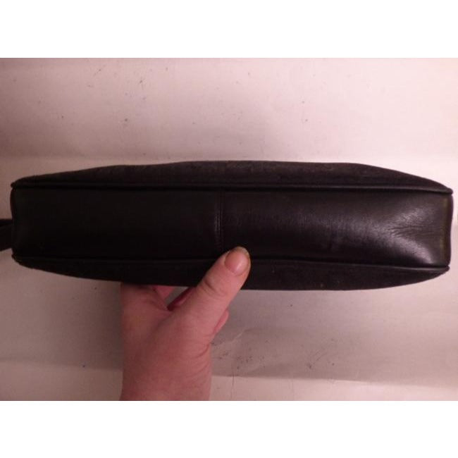 Gucci Vintage Black Leather And Large G Logo Print Canvas Suede Hobo Bag
