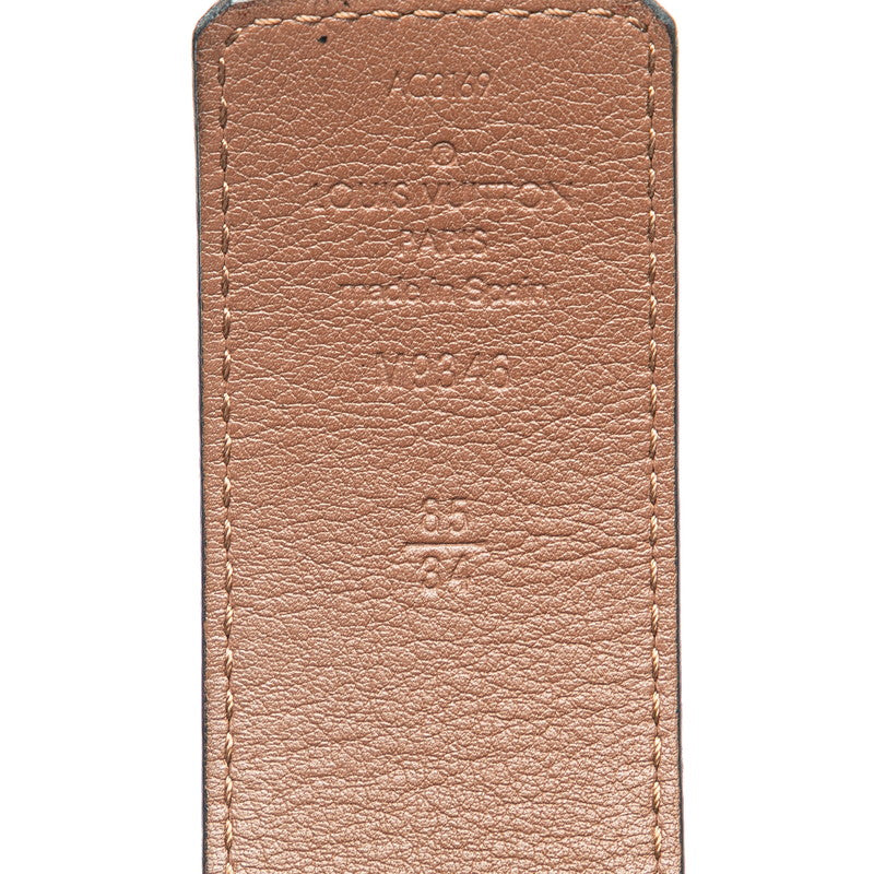 Louis Vuitton Monogram Illusion Sanctuary LV Initial Pyramid Belt 85/34 M9346 Black Brown Silver Leather Mens LOUIS VUITTON