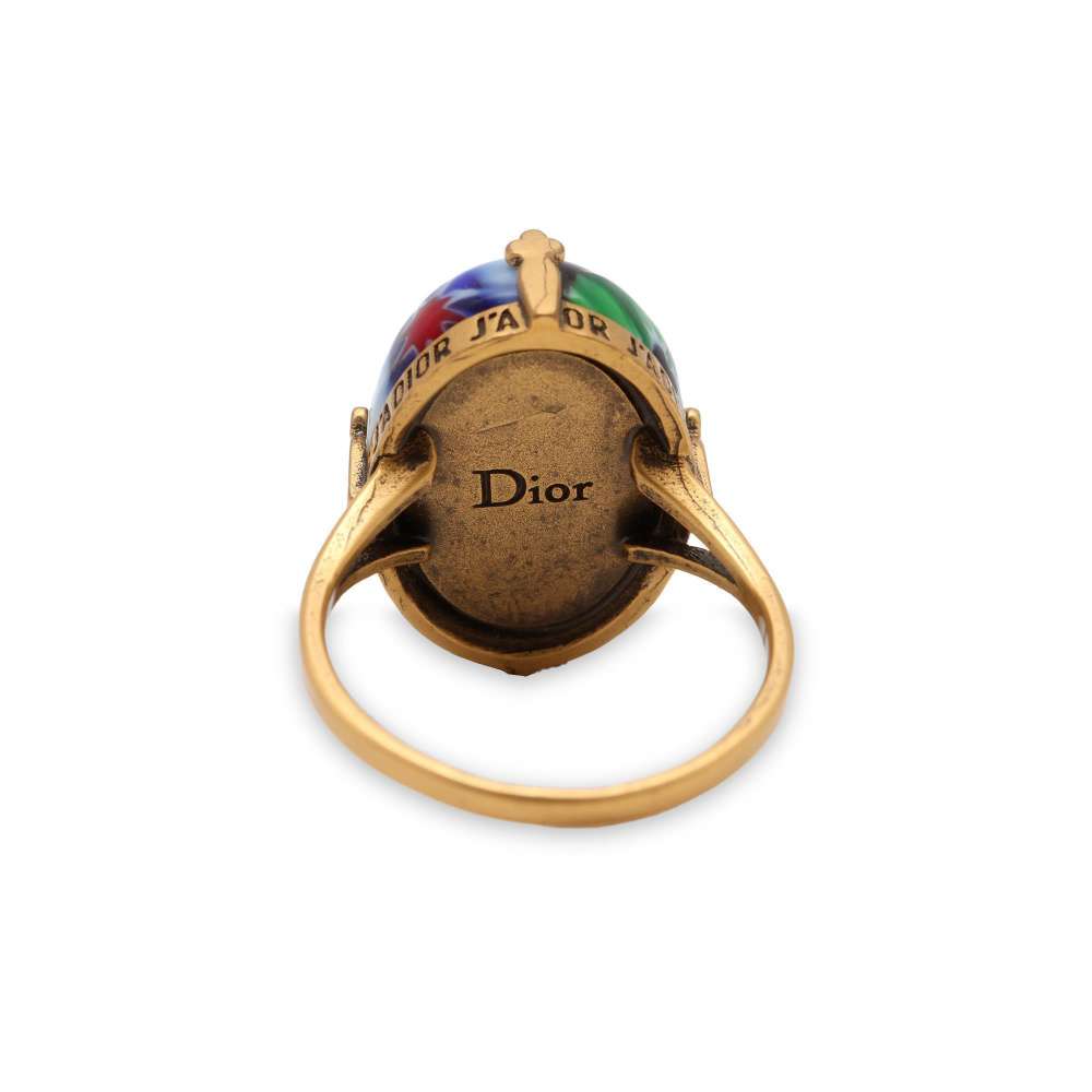 Dior Stone Ring Size L Multicolor Metal