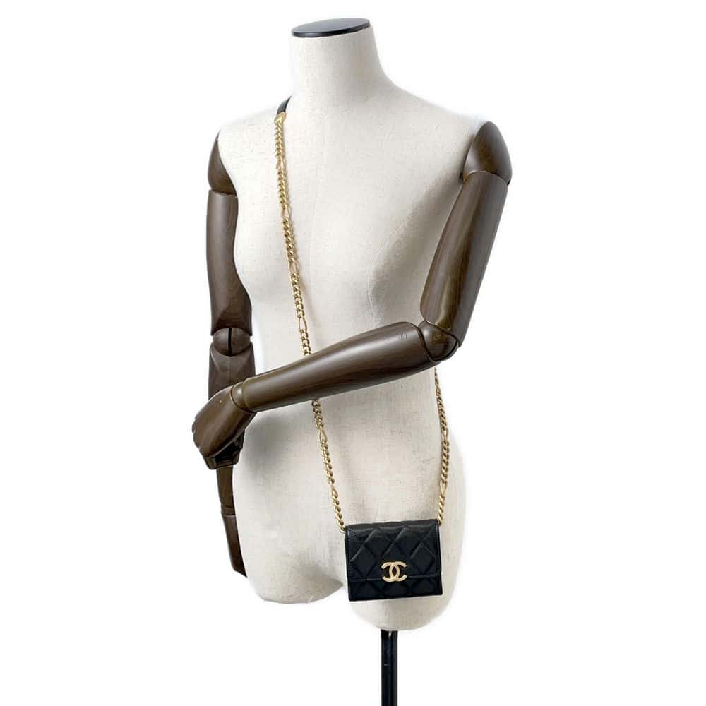 CHANEL Matelasse ChainShoulder Bag Black Caviar Leather