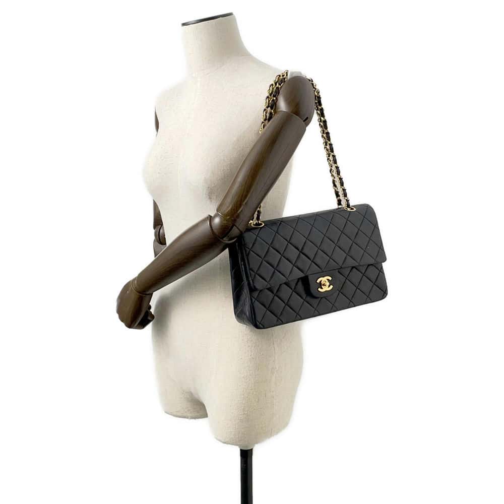 CHANEL Matelasse ChainShoulder Bag Black A01112 Lambskin Size 25