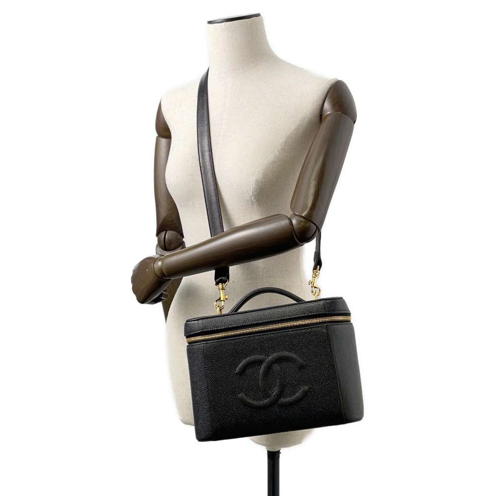 CHANEL 2way vanity Black Caviar Leather