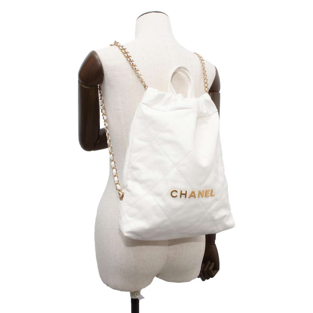 CHANEL CHANEL22 Backpack White AS3859 Calf Leather