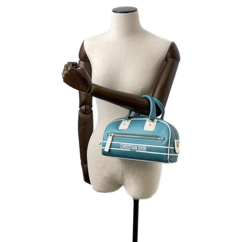 Dior Dior Vibe 2way Handbag White/Turquise Blue M6209OOBR Leather