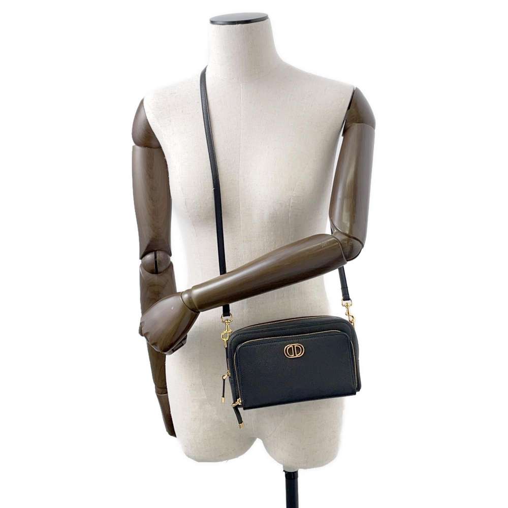 Dior Calo Double Pouch Shoulder Bag Black S7431UBAE Leather