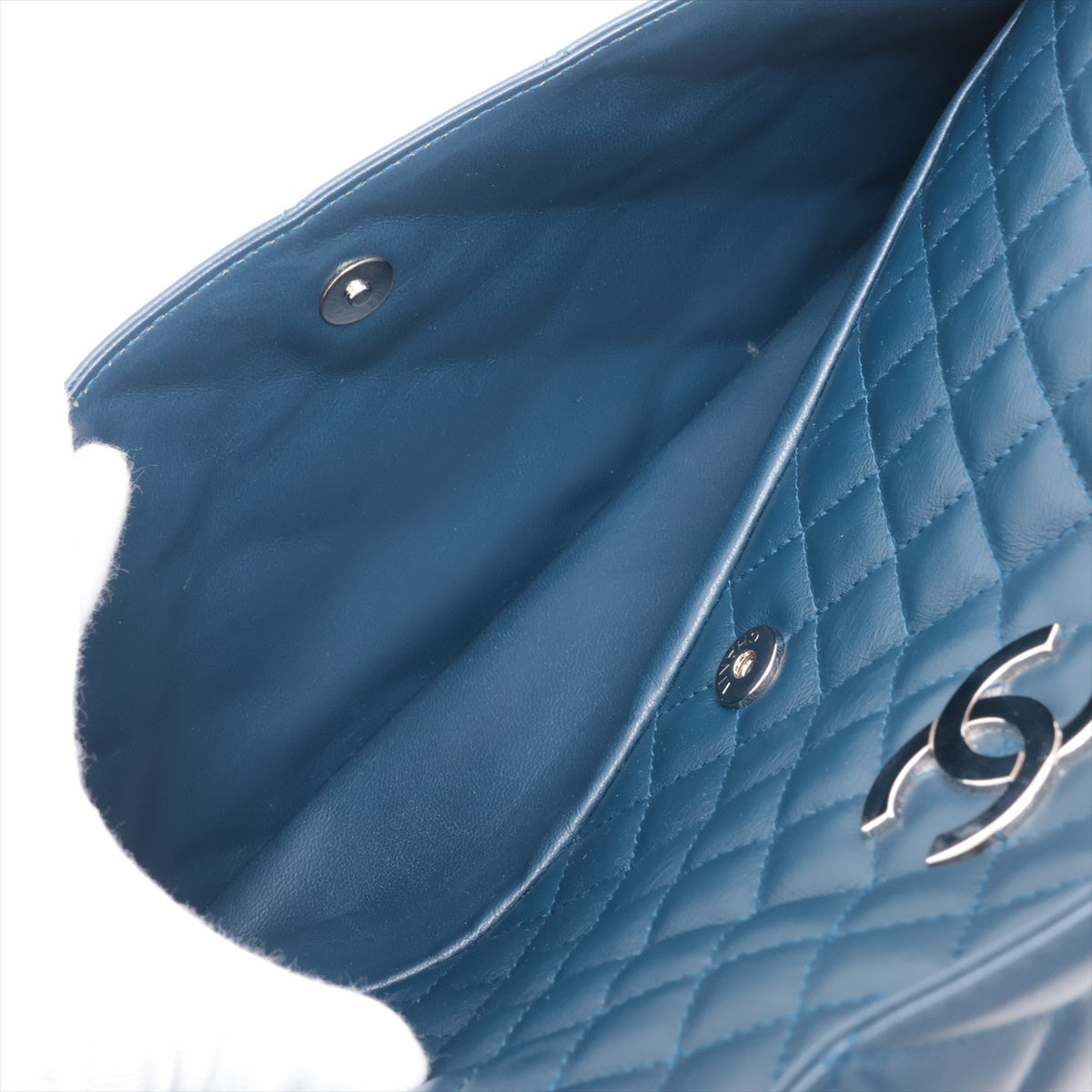 Chanel Matrasse Leather Tote Top Bag Navy Silver 15th