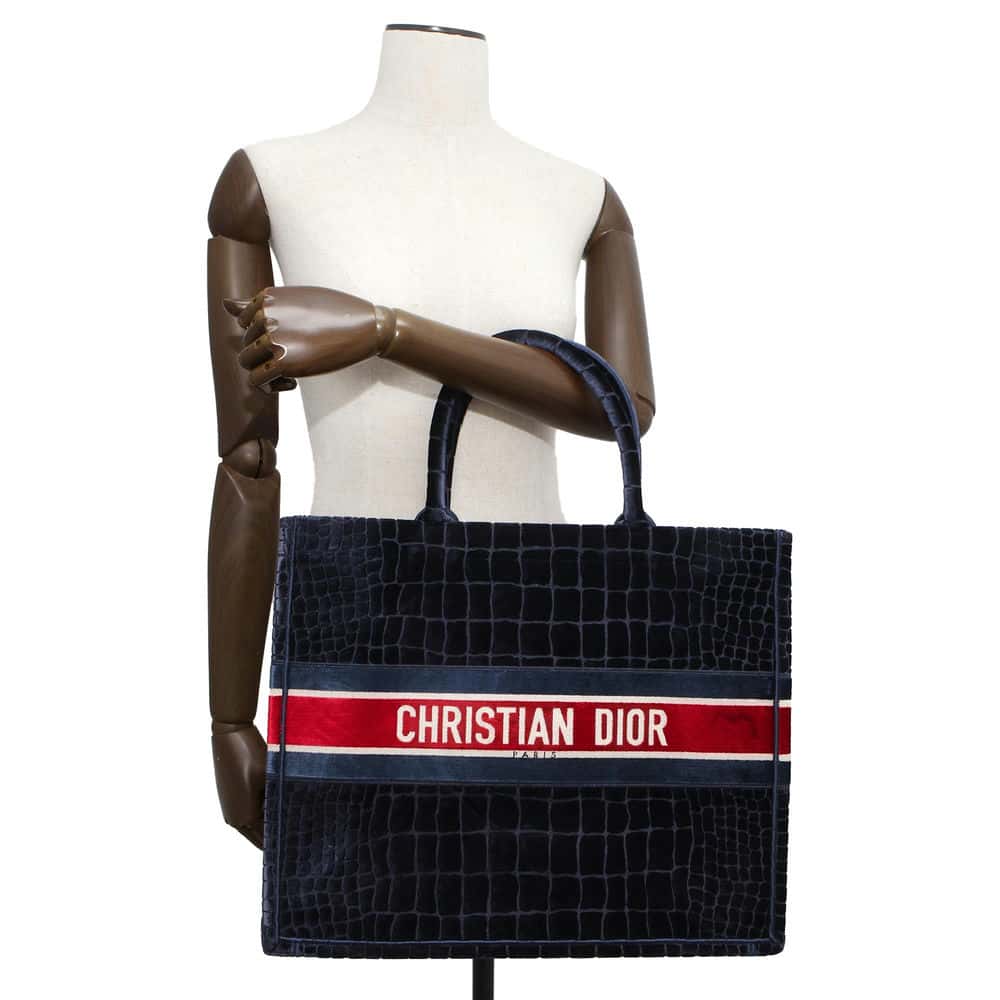 Dior Book tote Navy Velvet Size Large