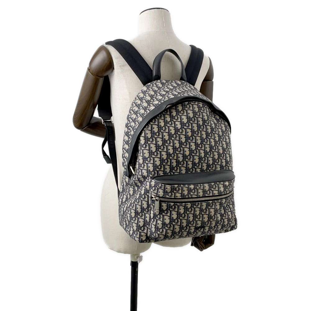 Dior Oblique Rider Backpack Navy 1VOBA088YKY Canvas Leather