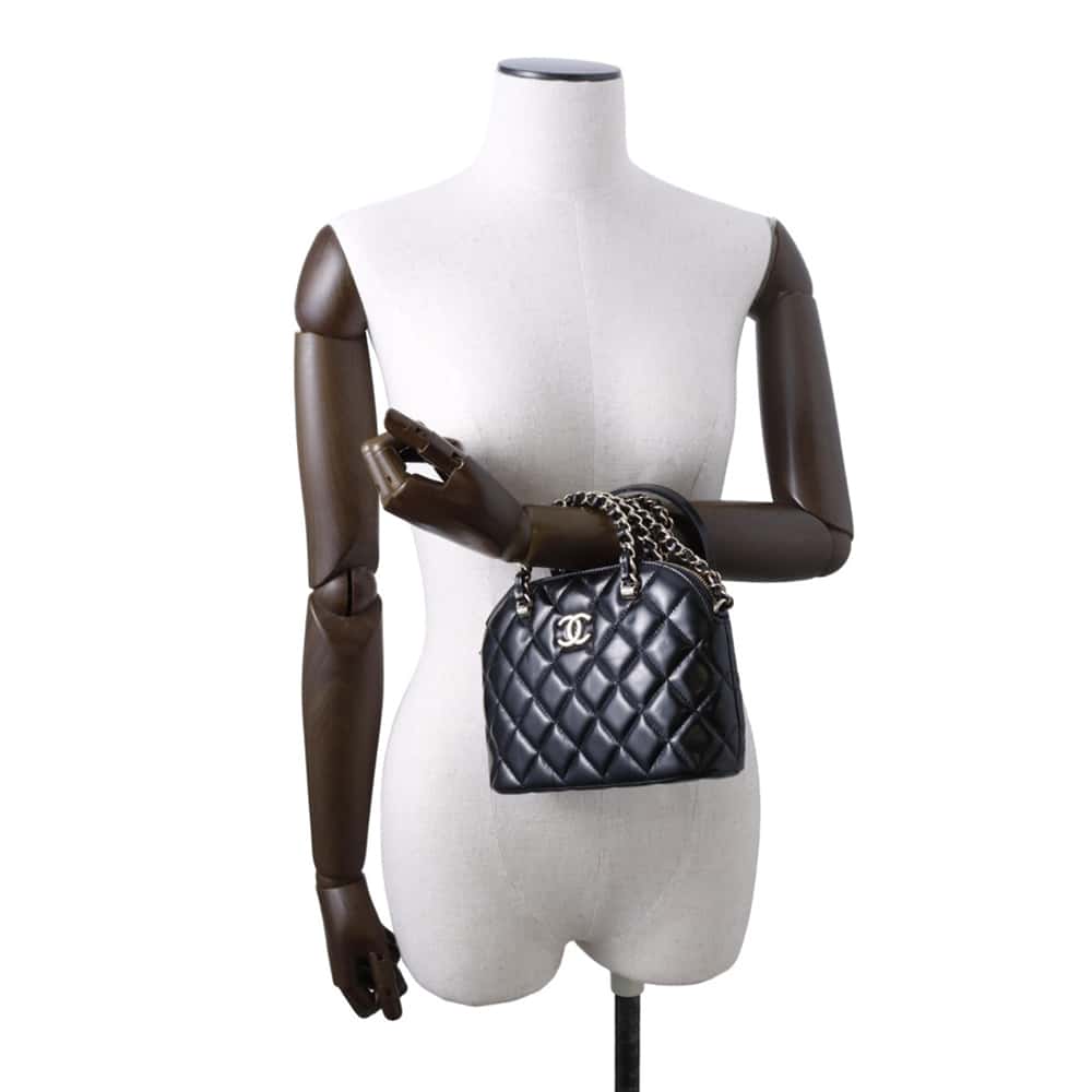 CHANEL Matelasse Small Shopping Bag Black AS5130 Shiny Lambskin