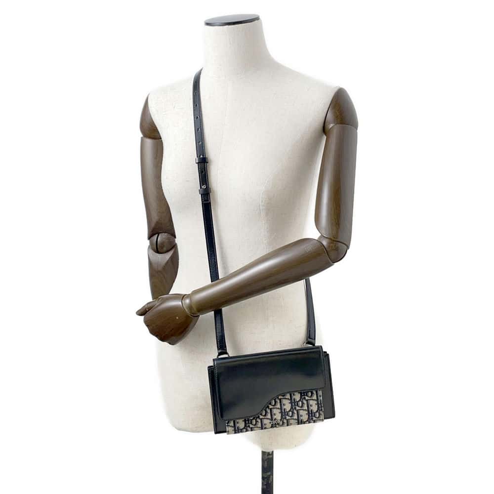 Dior Oblique Saddle Messenger Pouch Black 2ADCA364 Leather