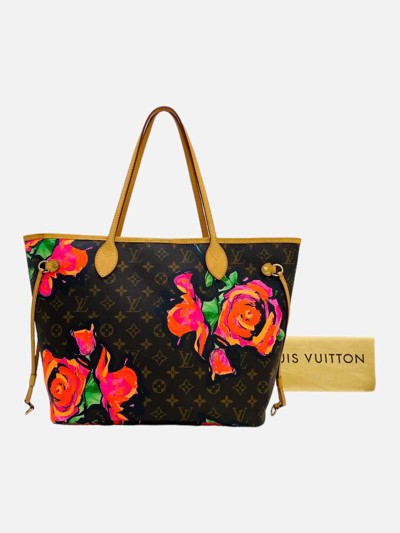 LOUIS VUITTON Roses Neverfull Brown w/ Pink Tote Bag