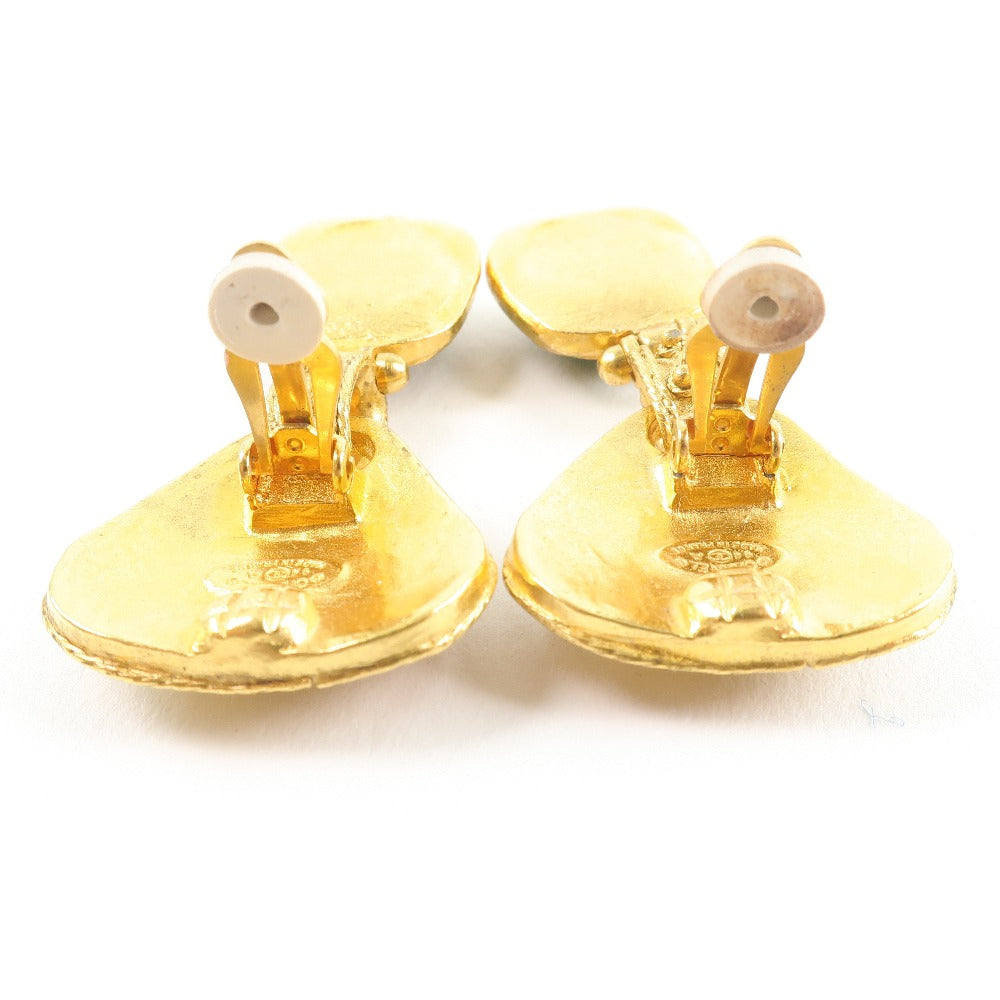 CHANEL Earring Green Stone Vintage G Gold 94A 32.2g A-Rank Earring A-Rank Earring