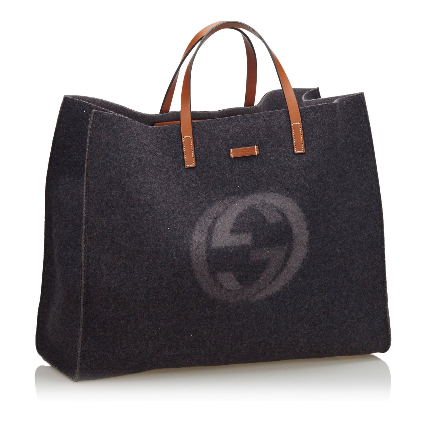 G*G Gray Wool Fabric Double G Tote Bag Italy