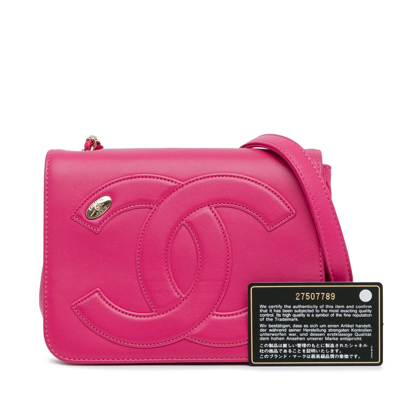 Pink Chanel Lambskin CC Mania Flap Crossbody Bag