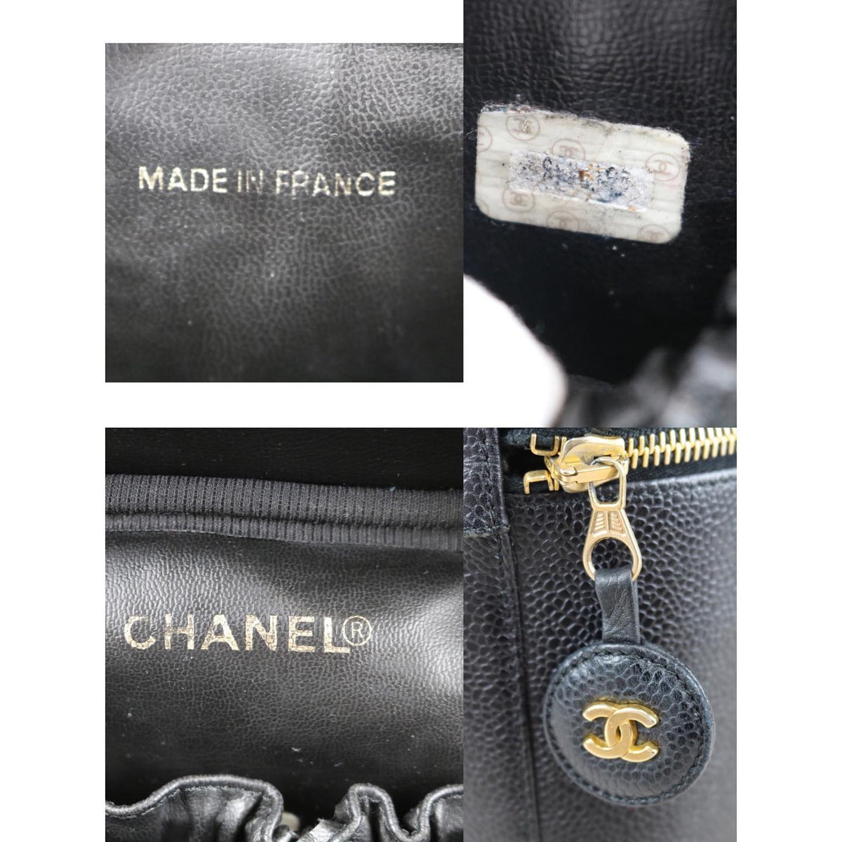 Rank A | CHANEL Caviar Skin Vanity Handbag |081901