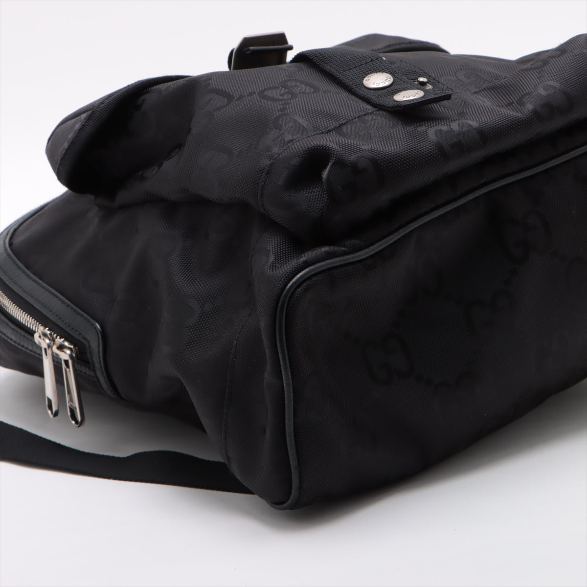 Gucci Grid Nylon Leather Backpack/Rack Black 644992