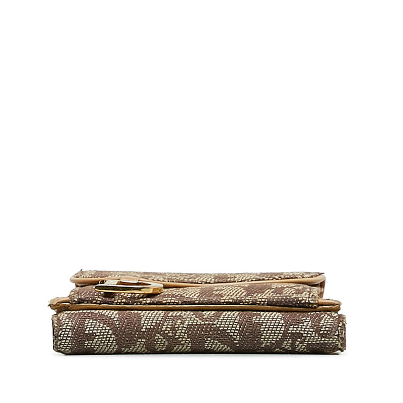 Dior Trotter Three Folded Wallet Brown Canvas Leather Ladies Dior
