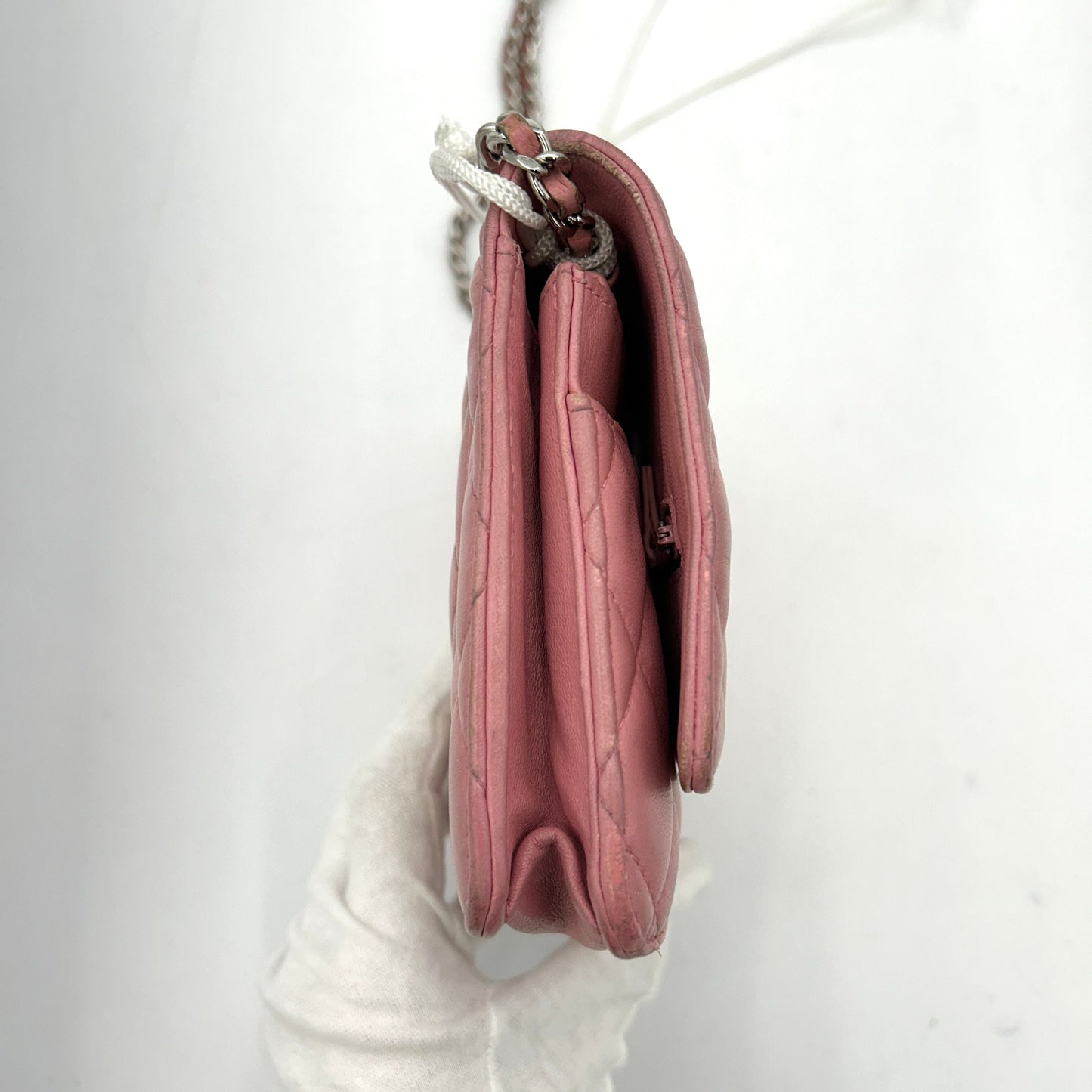 Chanel Lambskin Quilted Wallet on Chain WOC Pink LA22262