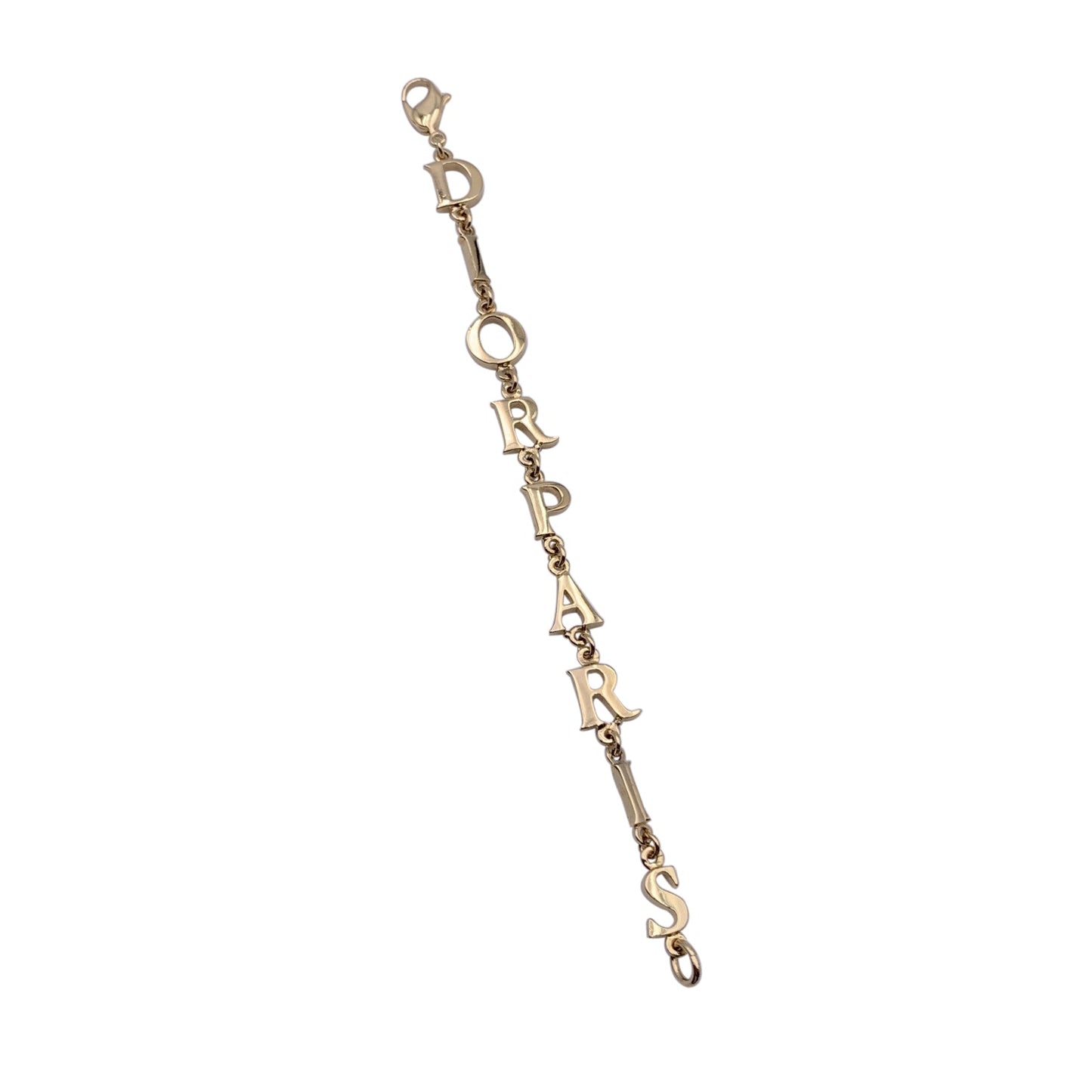 CHRISTIAN DIOR Vintage Gold Spell Out Dior Paris Letter Bracelet