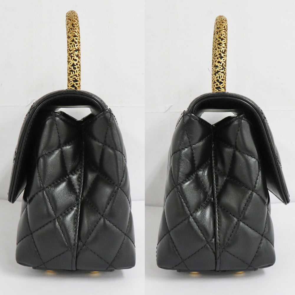 Chanel Coco Handle 24 XS A92990 Black G Top Handle Flap Bag Black GD Gold Tools Logo Leather