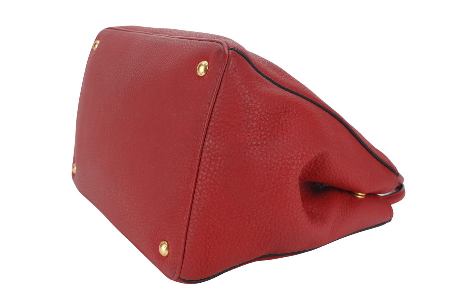 PRADA RED VITELO DAINO TOTE BAG WITH STRAP NO DUST COVER