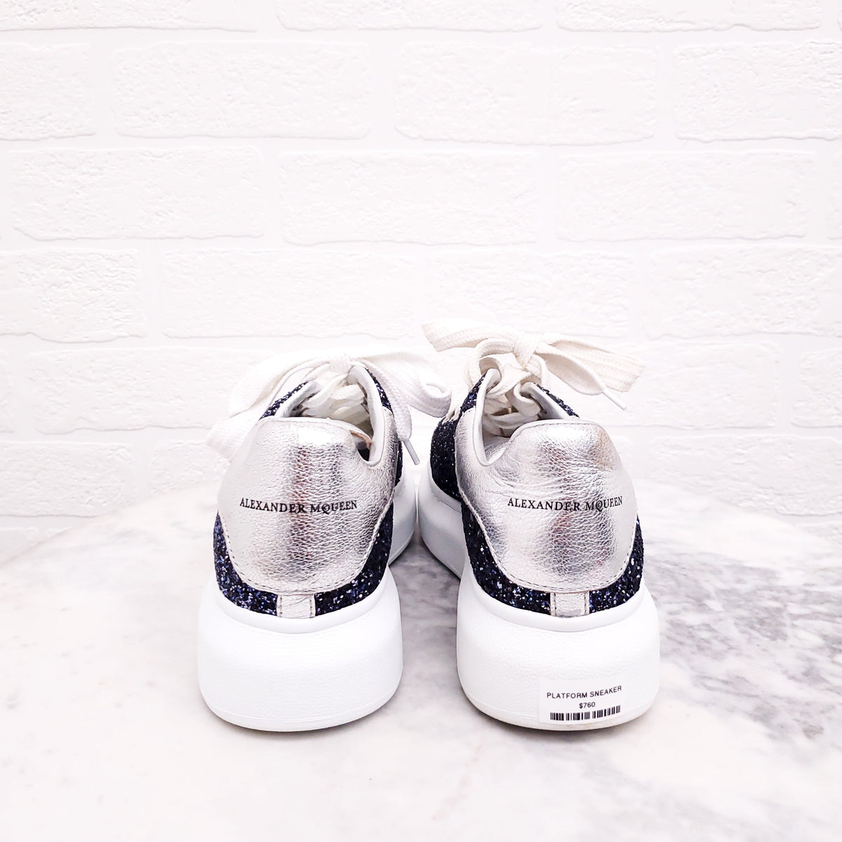 ALEXANDER MCQUEEN BLUE SPARKLE SNEAKERS - SIZE 36.5