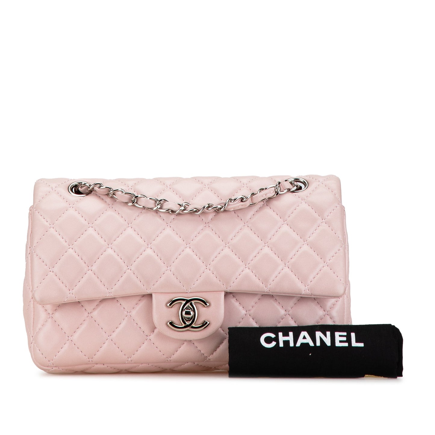 Pink Chanel Medium Classic Lambskin Double Flap Shoulder Bag