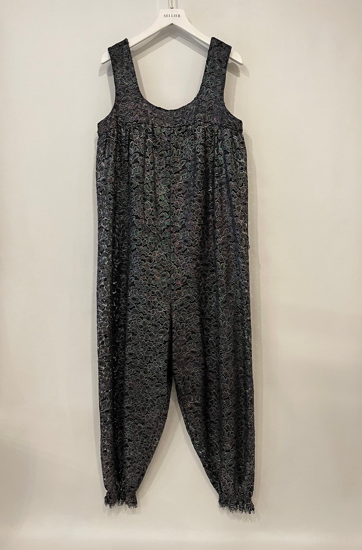 Chanel Grey Metallic Floral Embroidered Jumpsuit Size FR 36 (UK 8)