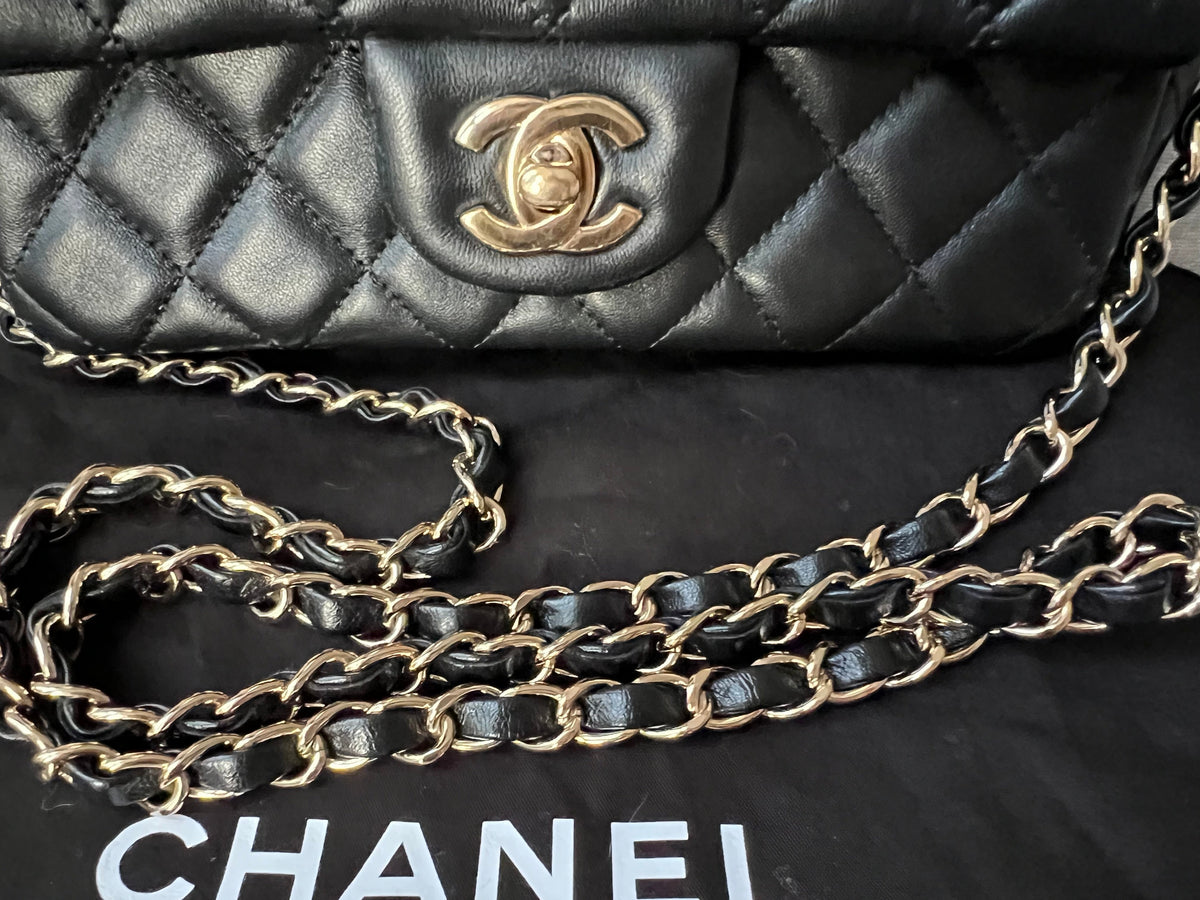 Chanel Mini Rectangular Classic Flap in Black Lambskin