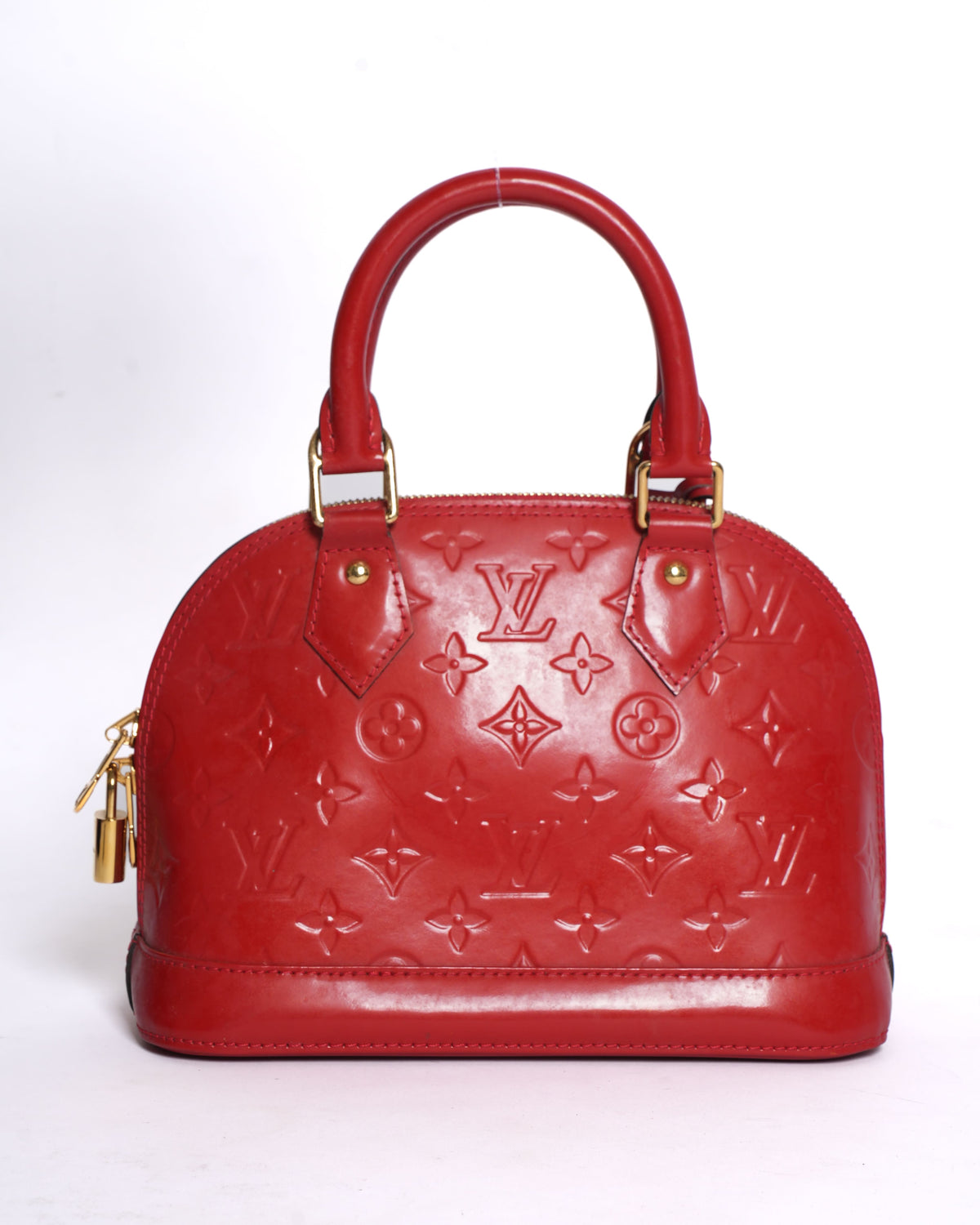 Louis Vuitton Red Monogram Vernis Alma Top Handle Bag