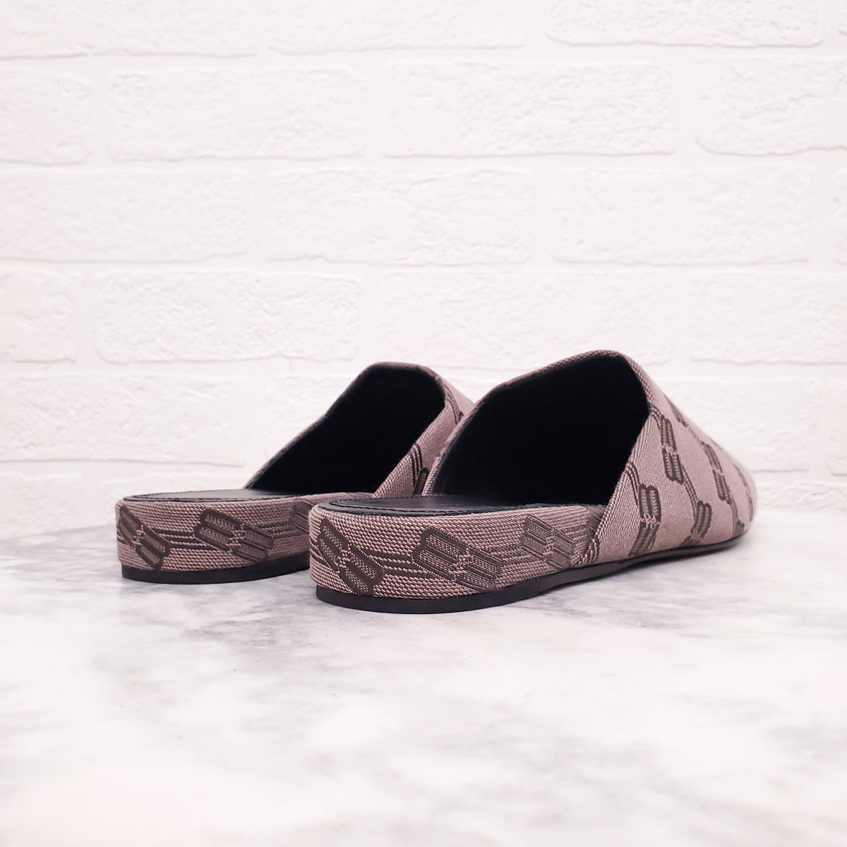 BALENCIAGA BB MONOGRAM MULE SLIDES - SIZE 38