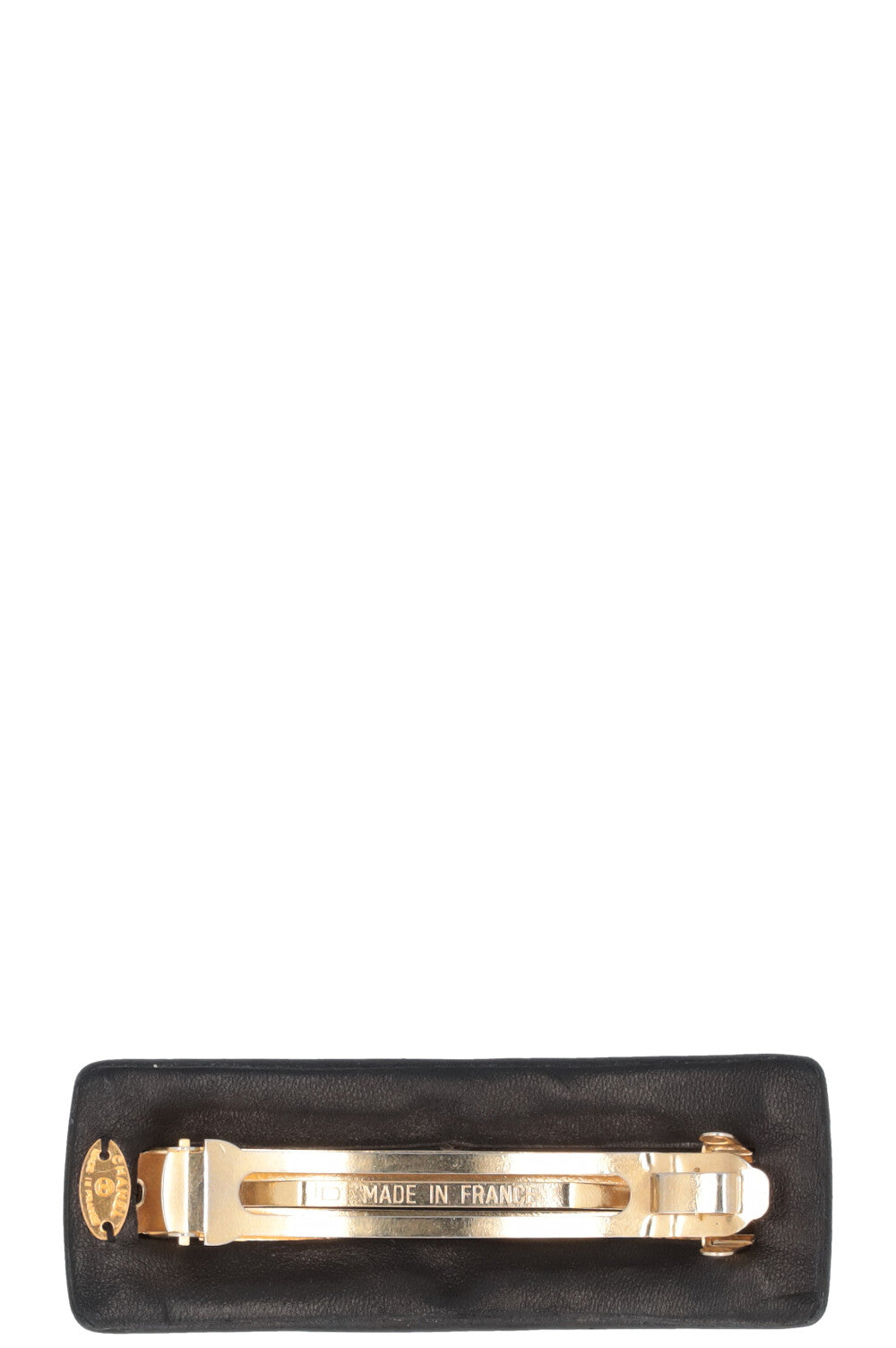 CHANEL CC Turnlock Hair Clip Leather Black