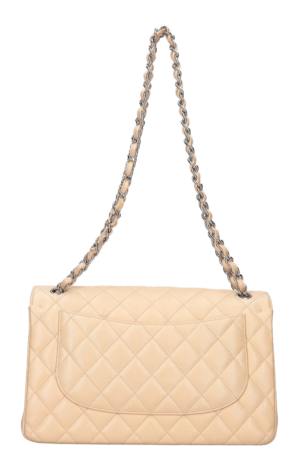 CHANEL Double Flap Bag Large Caviar Beige