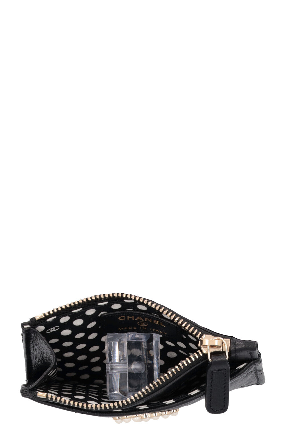 CHANEL CC Pearls Card Holder Black