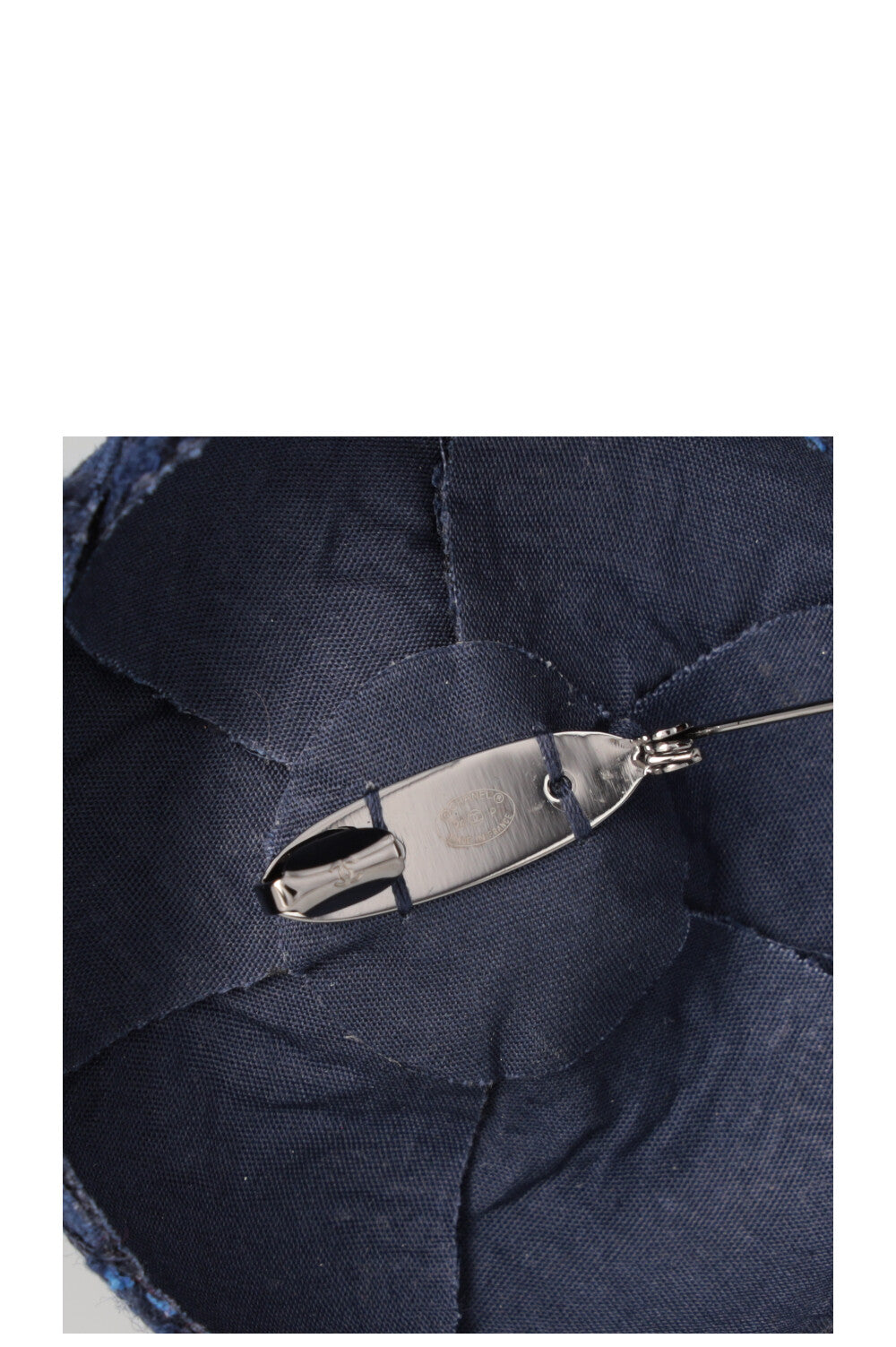 CHANEL Camellia Brooch Tweed Blue