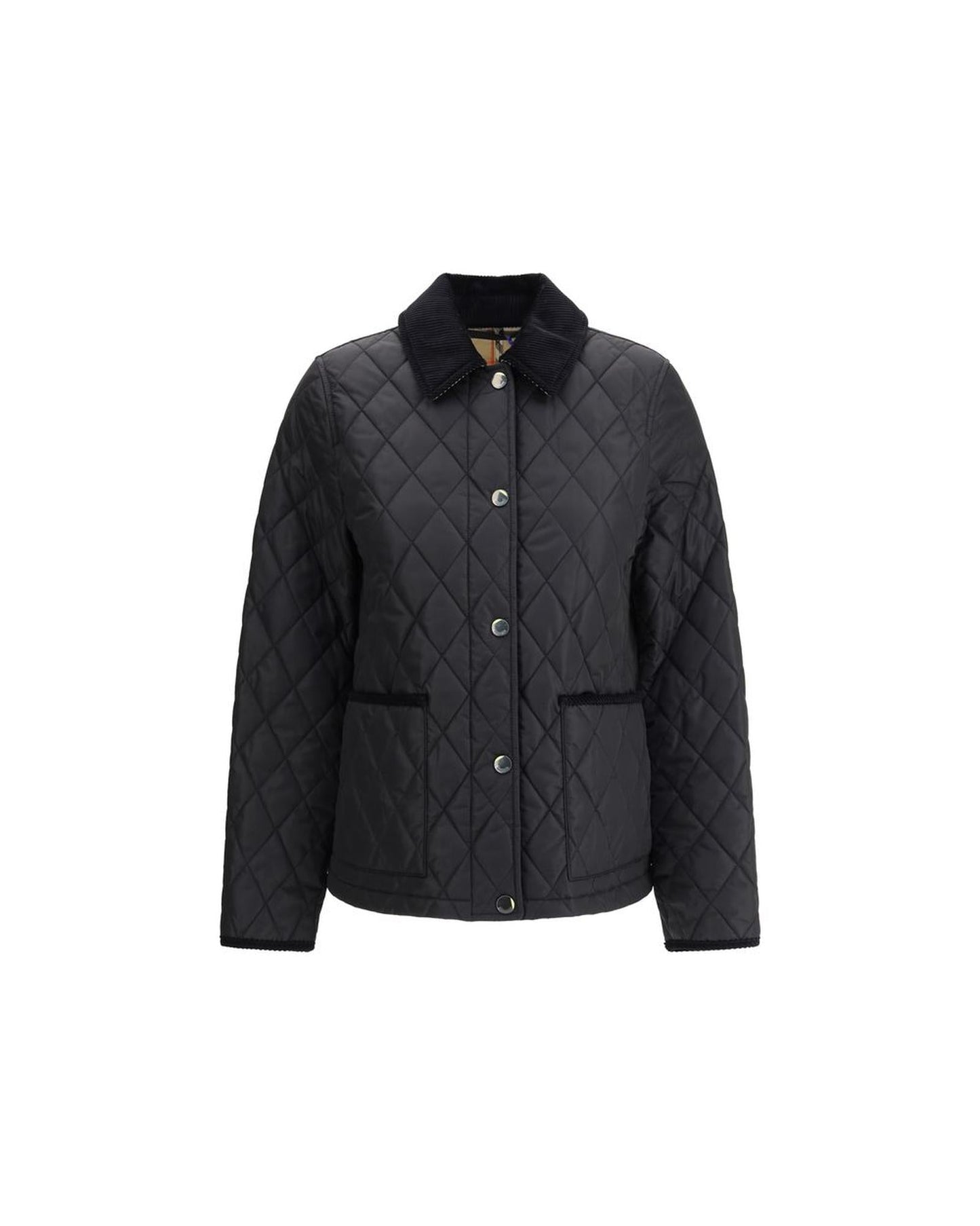 Burberry Quilted Jacket Snap Button Closure Women Black Jackets & Coats Black
