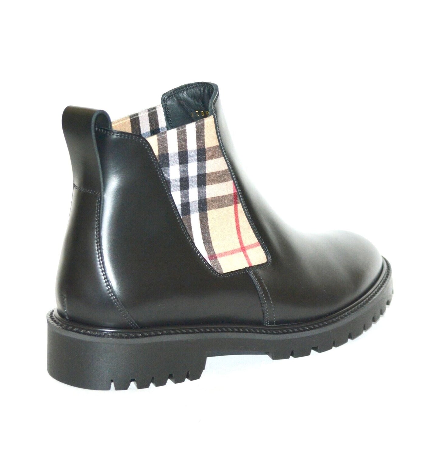 BURBERRY ALLOSTOCK CHECK CHELSEA LEATHER ANKLE BOOTS
